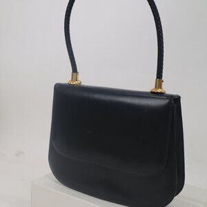 Vintage Black Large Leather Jackie O Handbag Purse Satchel Bags by Supreme EUC